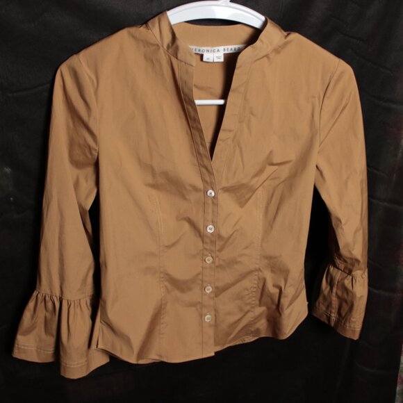 Veronica Beard Tan Button Up Bell Sleeves 00 - Picture 10 of 10
